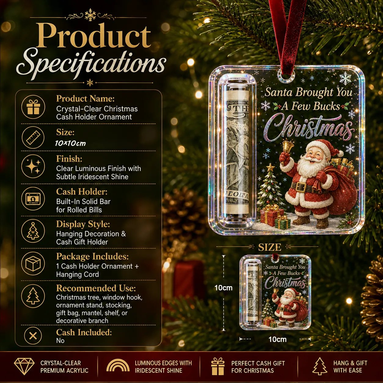 🔥Hot Sale🔥 - 🎄Christmas Cash Gift Ornament- Make Cash Feel Like A Real Christmas Gift💵
