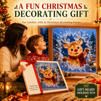 🔥Limited time 70% OFF -✨🎄Crystal Christmas Break-In Window Decal — Realistic 3D Holiday Glass Illusion