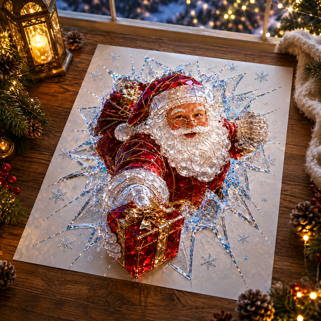 🔥Limited time 70% OFF -✨🎄Crystal Christmas Break-In Window Decal — Realistic 3D Holiday Glass Illusion