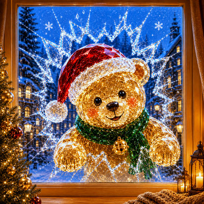🔥Limited time 70% OFF -✨🎄Crystal Christmas Break-In Window Decal — Realistic 3D Holiday Glass Illusion