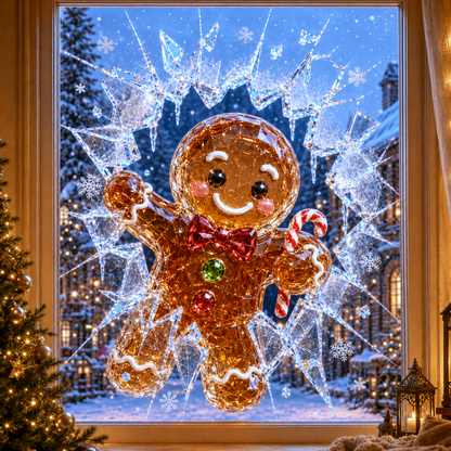 🔥Limited time 70% OFF -✨🎄Crystal Christmas Break-In Window Decal — Realistic 3D Holiday Glass Illusion