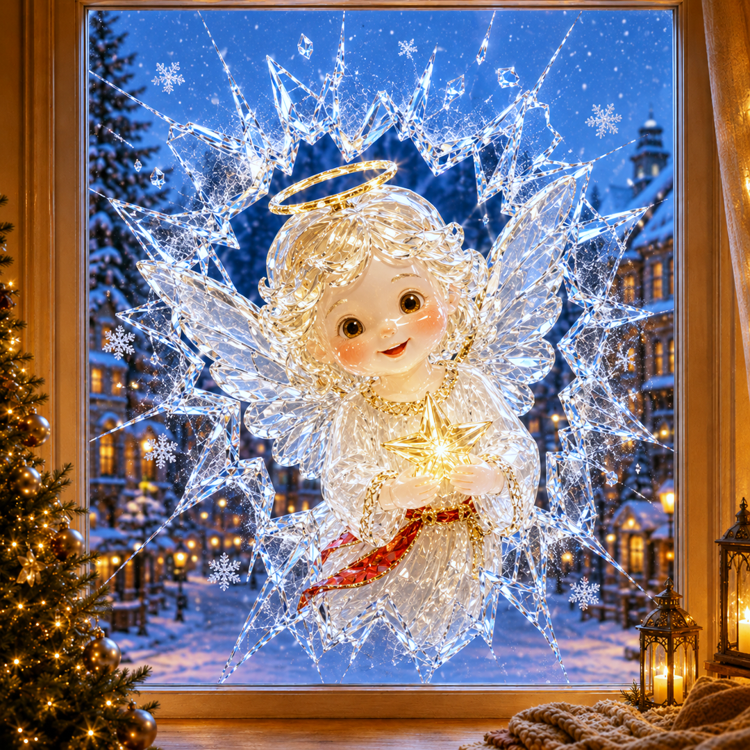 🔥Limited time 70% OFF -✨🎄Crystal Christmas Break-In Window Decal — Realistic 3D Holiday Glass Illusion