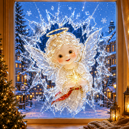 🔥Limited time 70% OFF -✨🎄Crystal Christmas Break-In Window Decal — Realistic 3D Holiday Glass Illusion