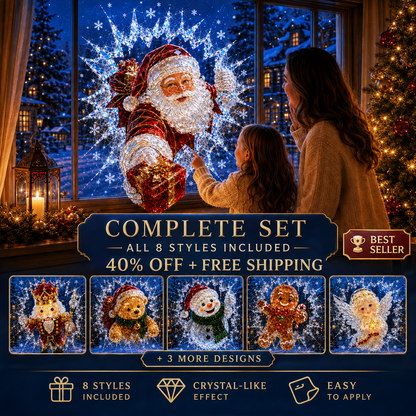 🔥Limited time 70% OFF -✨🎄Crystal Christmas Break-In Window Decal — Realistic 3D Holiday Glass Illusion