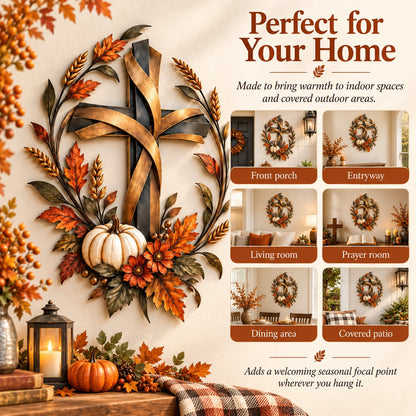 ✝️🍂 Autumn Cross & Pumpkin Harvest Wall Decor (📦Buy 2 Free Shipping)