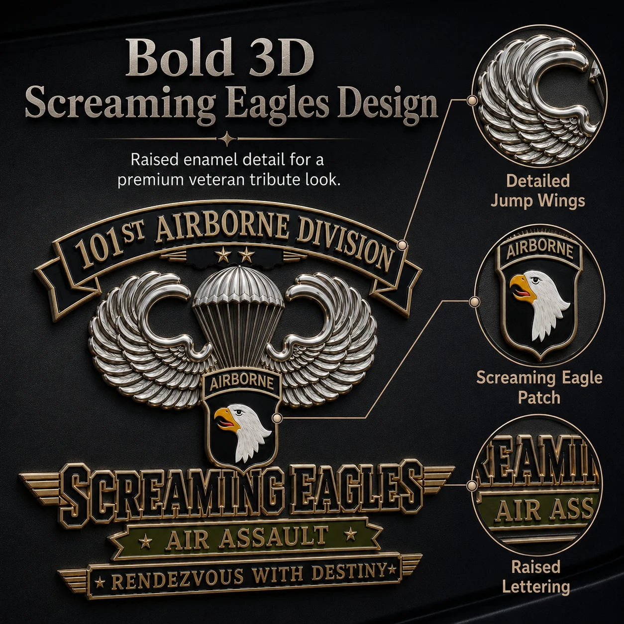 🔥Hot Sale🔥 - 🦅U.S. Army 101st Airborne Division (Air Assault) Tribute Metal Car Emblem