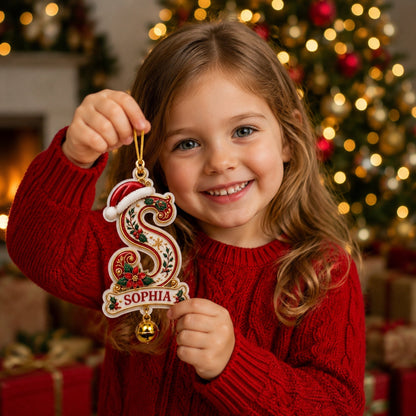 Personalized Christmas Initial Ornament – Custom Name & Family Keepsake