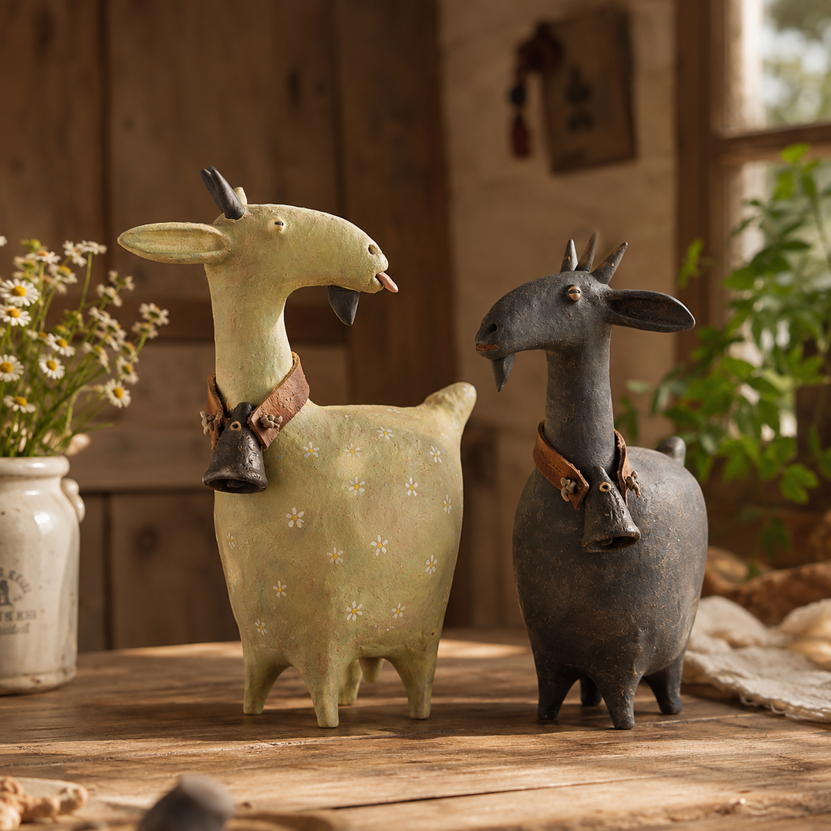 Whimsical Farmhouse Goat Figurines