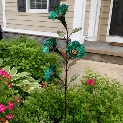 ✨ Vintage Red Flower Hummingbird Feeder Garden Stake