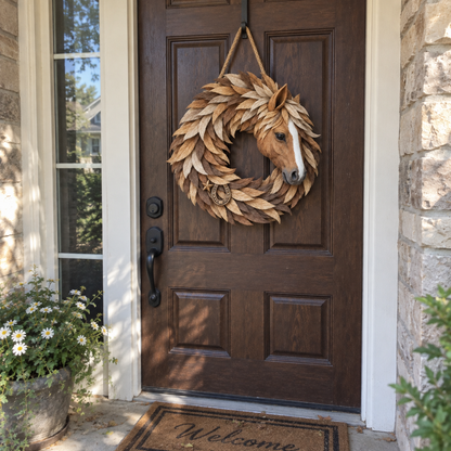 🔥Hot Sale🔥 - 🐴🤎Rustic Horse Head Wreath – Western Farmhouse Wall & Door Decor🎁