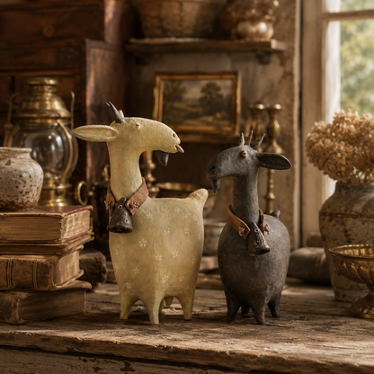 Whimsical Farmhouse Goat Figurines