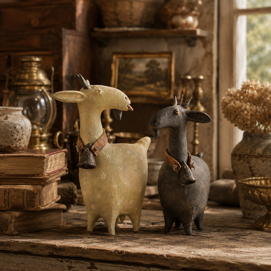 Whimsical Farmhouse Goat Figurines