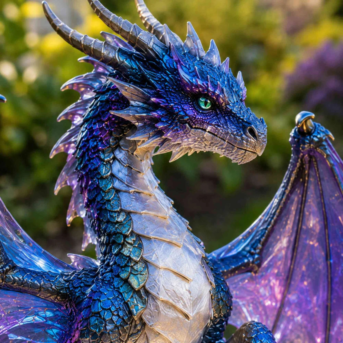 🐉 Crystal Guardian Solar Dragon Garden Statue with LED Light