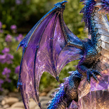 🐉 Crystal Guardian Solar Dragon Garden Statue with LED Light