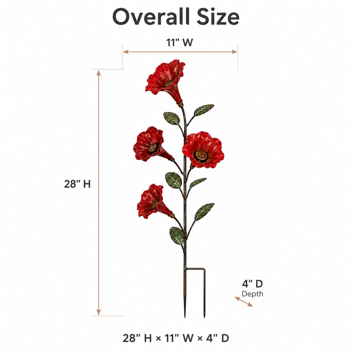 ✨ Vintage Red Flower Hummingbird Feeder Garden Stake