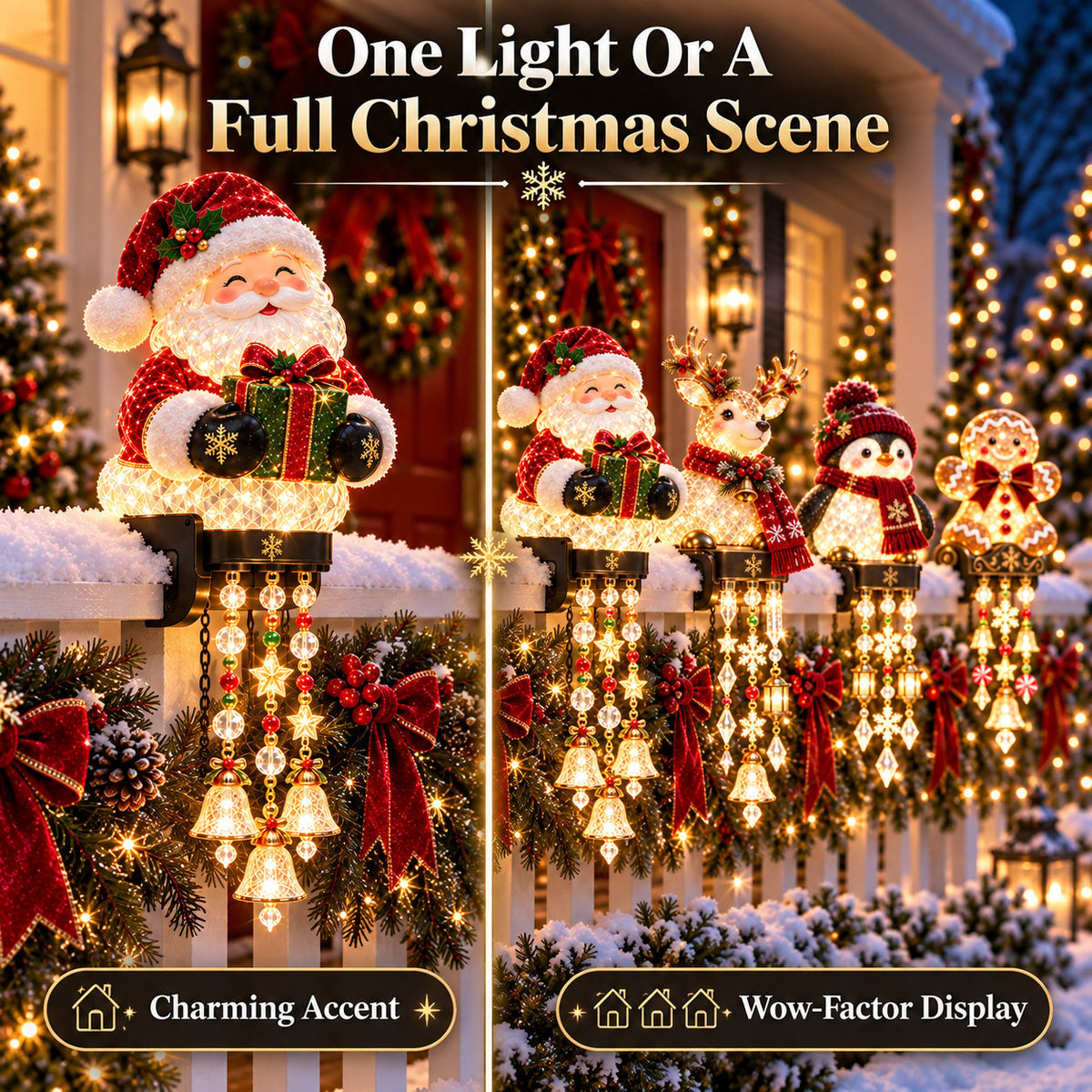 🔥Hot Sale🔥 -🎄 Christmas Porch Railing Lights – 4 Festive Character Designs