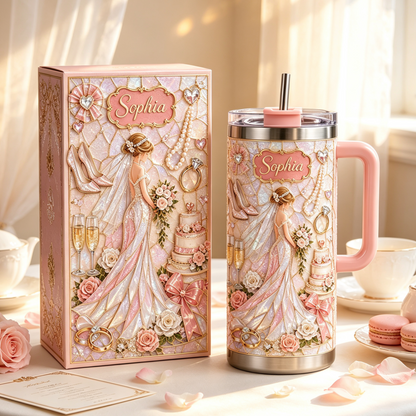 🔥Hot Sale🔥 - 💍 Personalized Bride Wedding Tumbler with Gift Box
