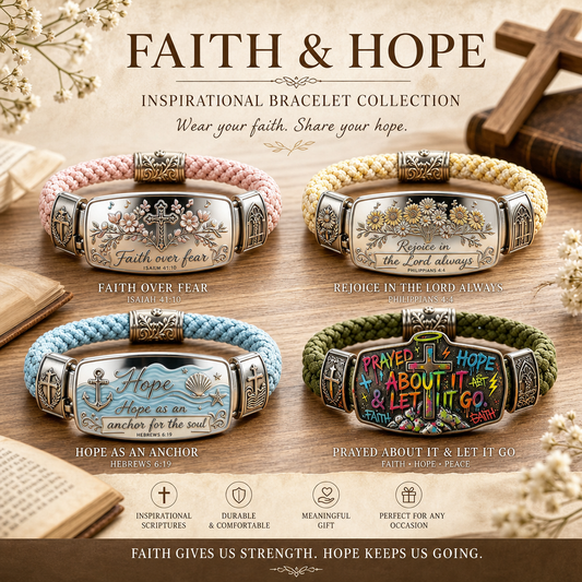 Faith Over Fear Bracelet – Christian Cross Bracelet Inspired by Isaiah 41:10, Hope, Courage & Divine Strength