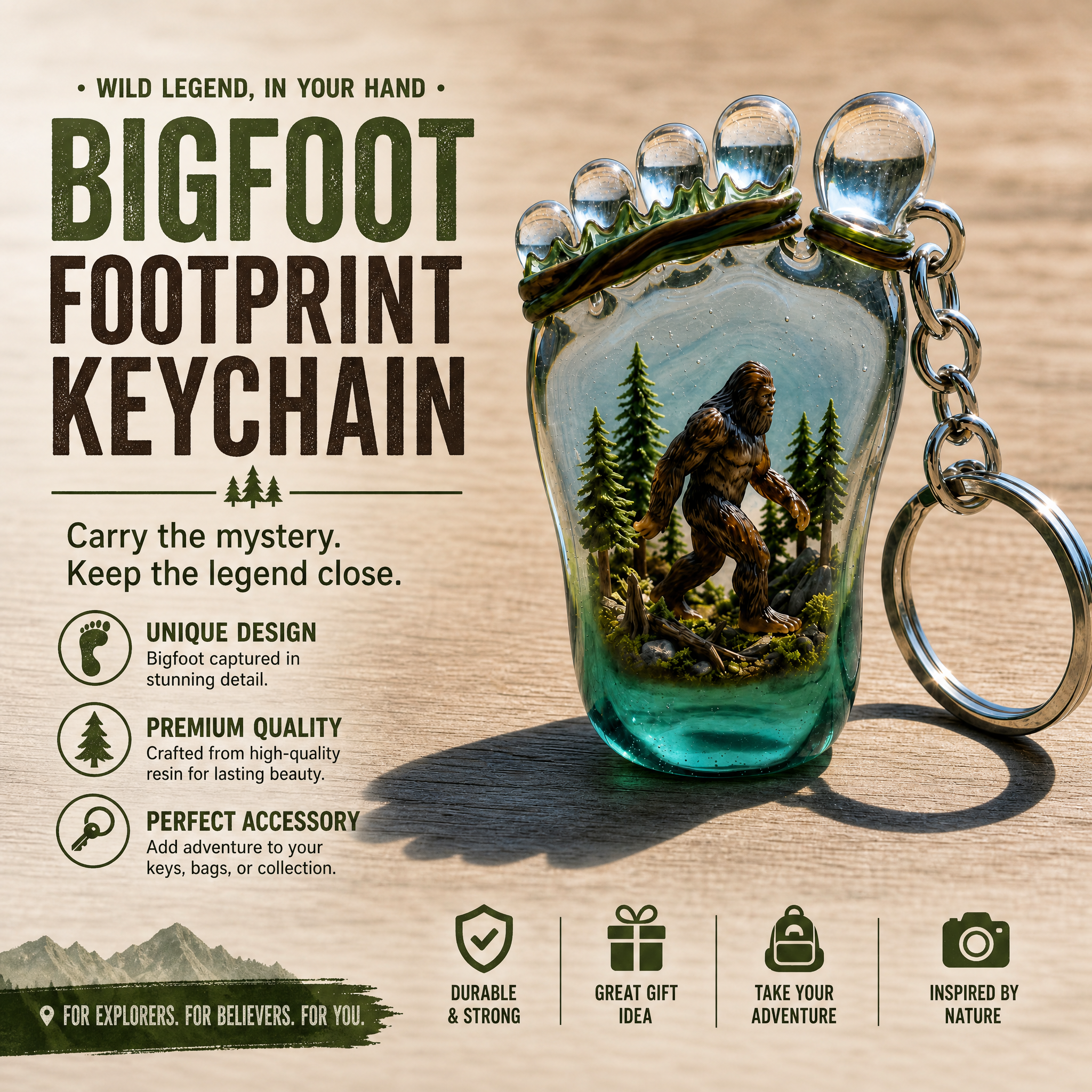 🔥Hot Sale🔥 - 👣Bigfoot Forest Footprint Keychain