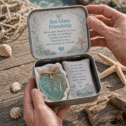 🔥Hot Sale🔥 - 💚 Sea Glass Friendship Heart Gift Set