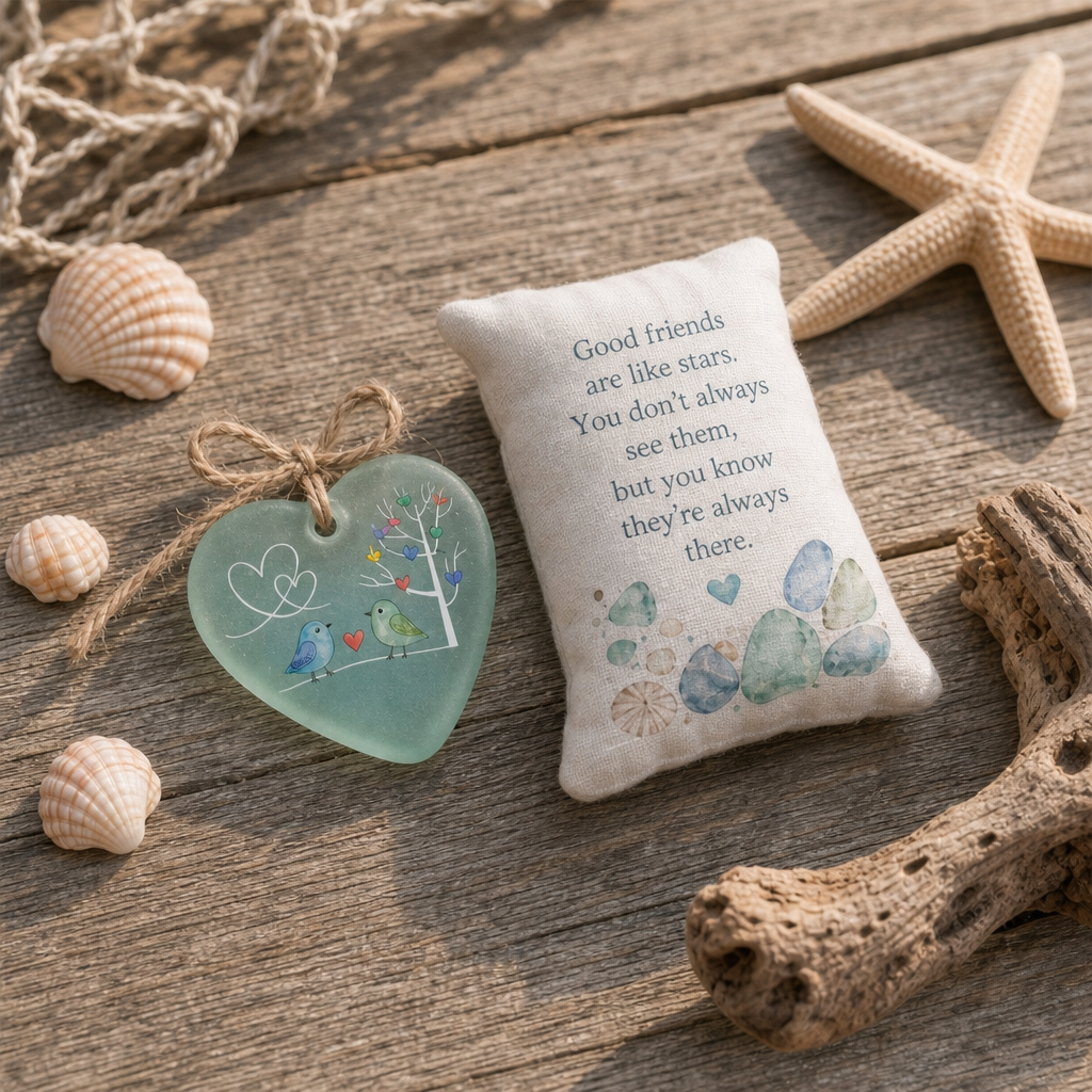 💚 Sea Glass Friendship Heart Gift Set