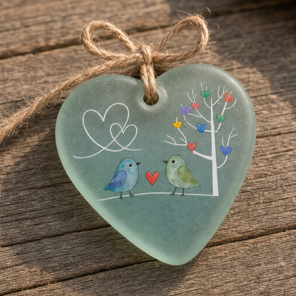 💚 Sea Glass Friendship Heart Gift Set