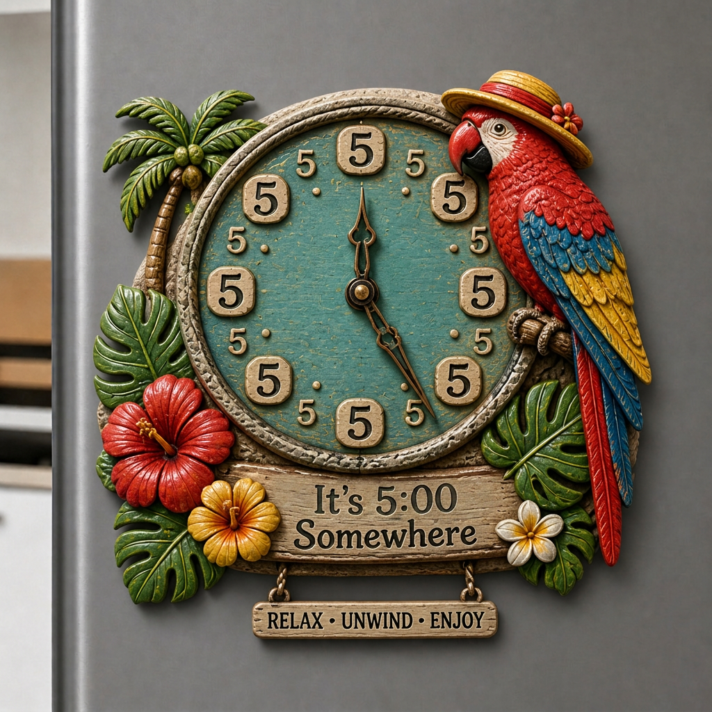 🔥Hot Sale🔥 - 🌴Tropical Parrot Clock Fridge Sticker