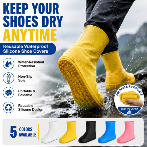 🔥Hot Sale🔥 - Stop Soaked Sneakers! Heavy-Duty Rain Shoe Covers – Anti-Slip & Fold Into Your Bag 🌧️