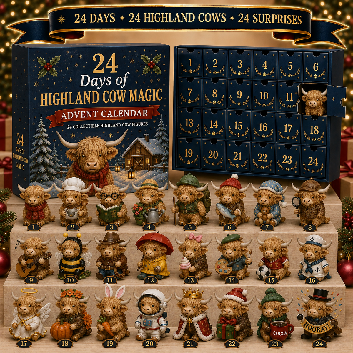 🔥Hot Sale🔥 - 🐮 Highland Cow Careers Advent Calendar 2026 – 24 Days of Country Charm 🎁🤎