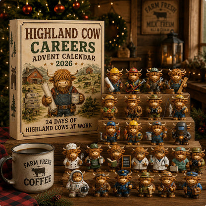 🔥Hot Sale🔥 - 🐮 Highland Cow Careers Advent Calendar 2026 – 24 Days of Country Charm 🎁🤎