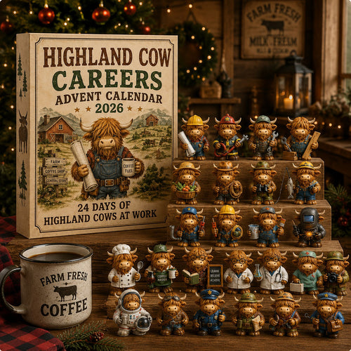 🔥Hot Sale🔥 - 🐮 Highland Cow Careers Advent Calendar 2026 – 24 Days of Country Charm 🎁🤎