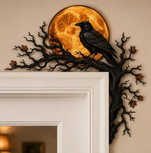 Gothic Halloween Crow & Twisted Tree Wall Décor