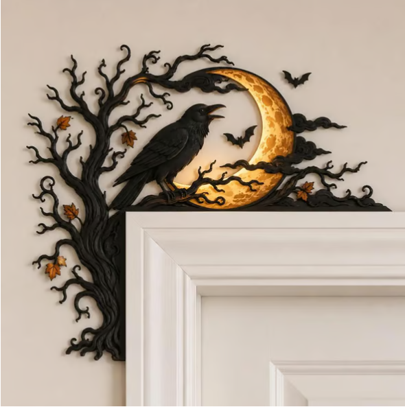 Gothic Halloween Crow & Twisted Tree Wall Décor