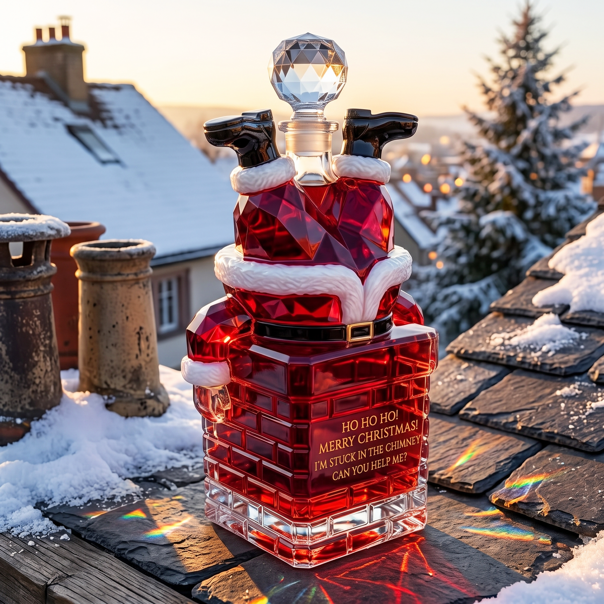 🎅Santa Stuck in the Chimney Whiskey Bottle