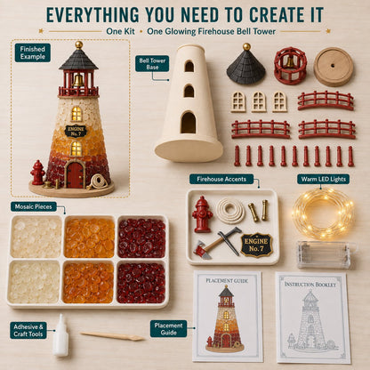 🚒 Beginner-Friendly Vintage Firehouse Mosaic Light DIY Kit Collection | Complete Kit with Mosaic Pieces, LED Lights & Step-by-Step Guide Included 💕