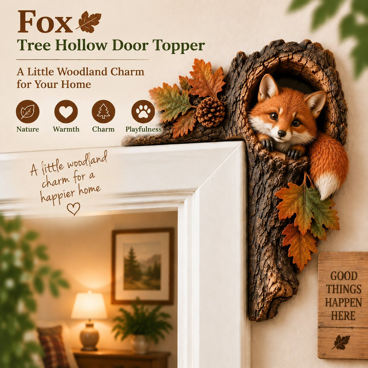 🔥Hot Sale🔥 - 🐿️ 3D Chipmunk Tree Hollow Door Topper | Woodland Animal Doorway Decor For Cozy Nature Homes