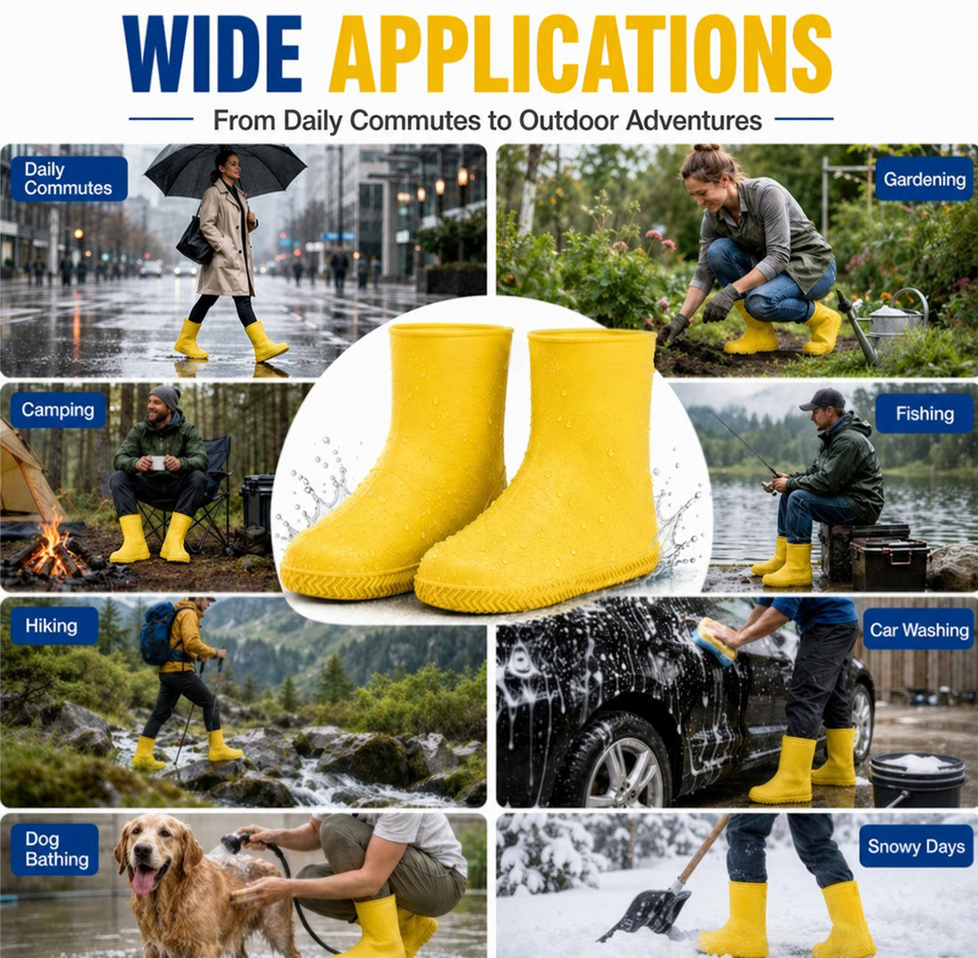 🔥Hot Sale🔥 - Stop Soaked Sneakers! Heavy-Duty Rain Shoe Covers – Anti-Slip & Fold Into Your Bag 🌧️