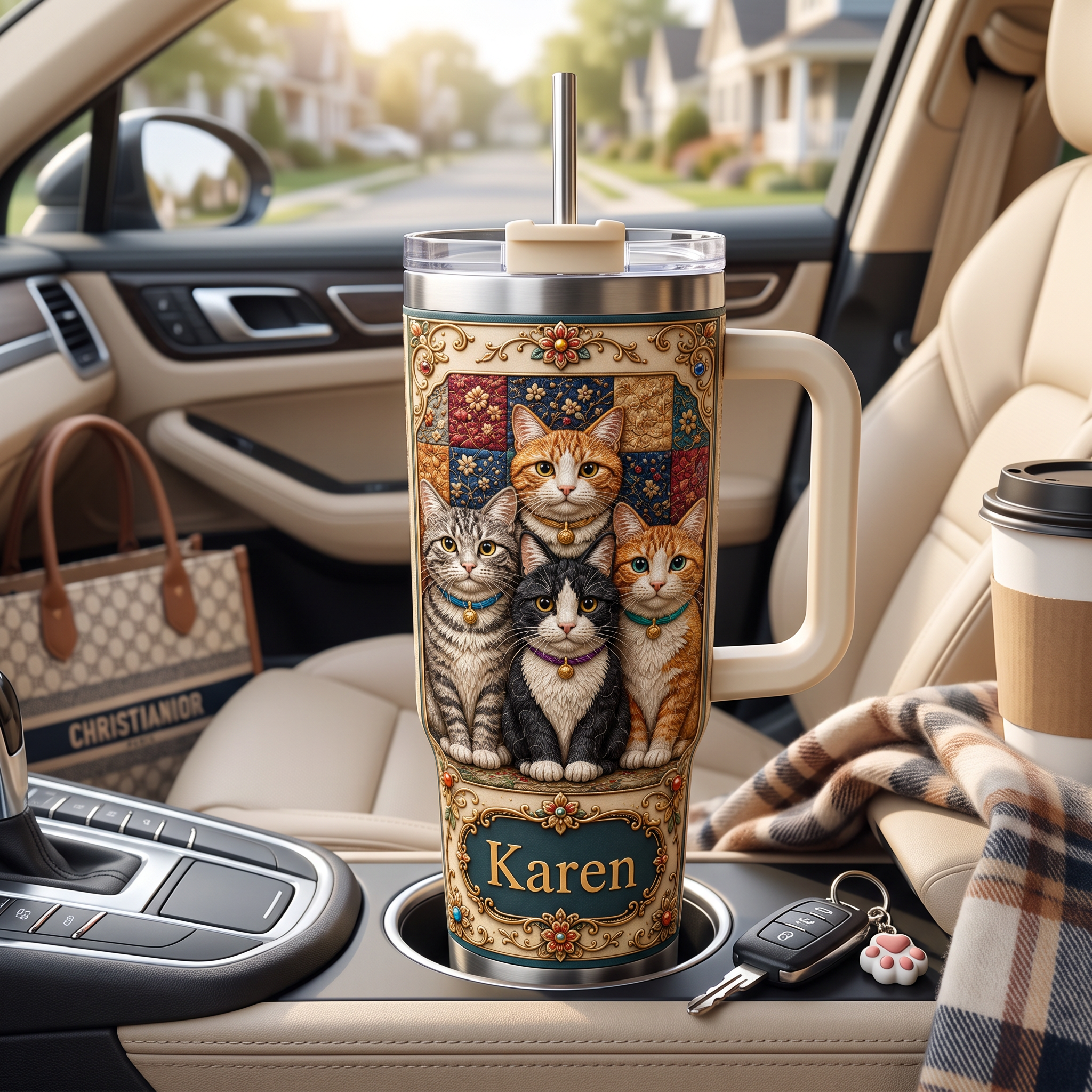 Personalized Cat Lover Tumbler – Custom Name Cat Mom Gift Cup