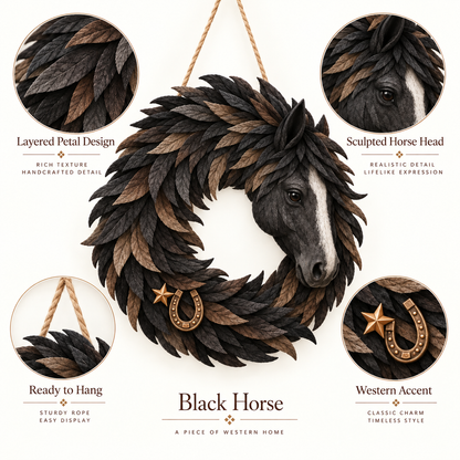 🔥Hot Sale🔥 - 🐴🤎Rustic Horse Head Wreath – Western Farmhouse Wall & Door Decor🎁