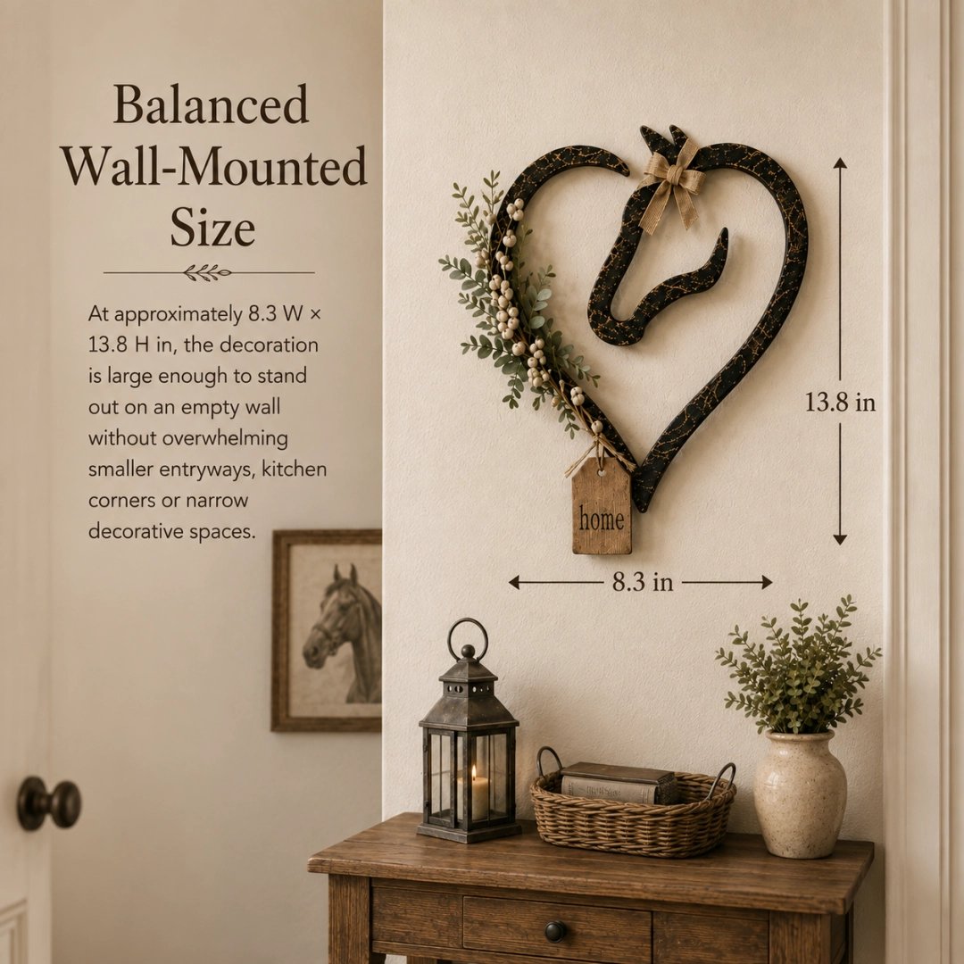 ✨🎁Rustic Horse Heart Wall Decor with Greenery – Farmhouse Equestrian Home Accent