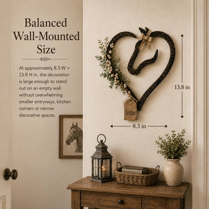 ✨🎁Rustic Horse Heart Wall Decor with Greenery – Farmhouse Equestrian Home Accent
