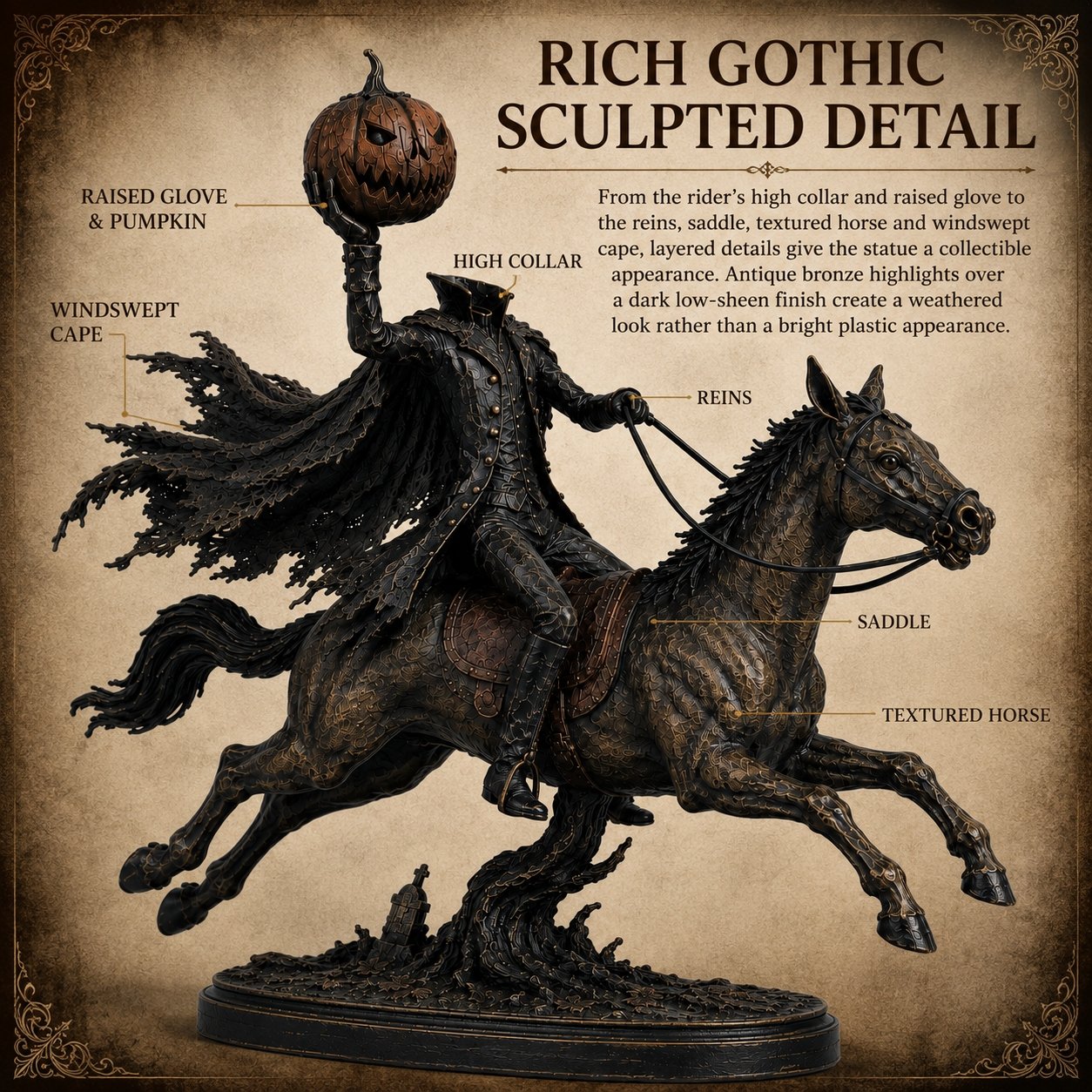 🔥Hot Sale🔥 - 🎃🏇Midnight Chase Headless Horseman Statue