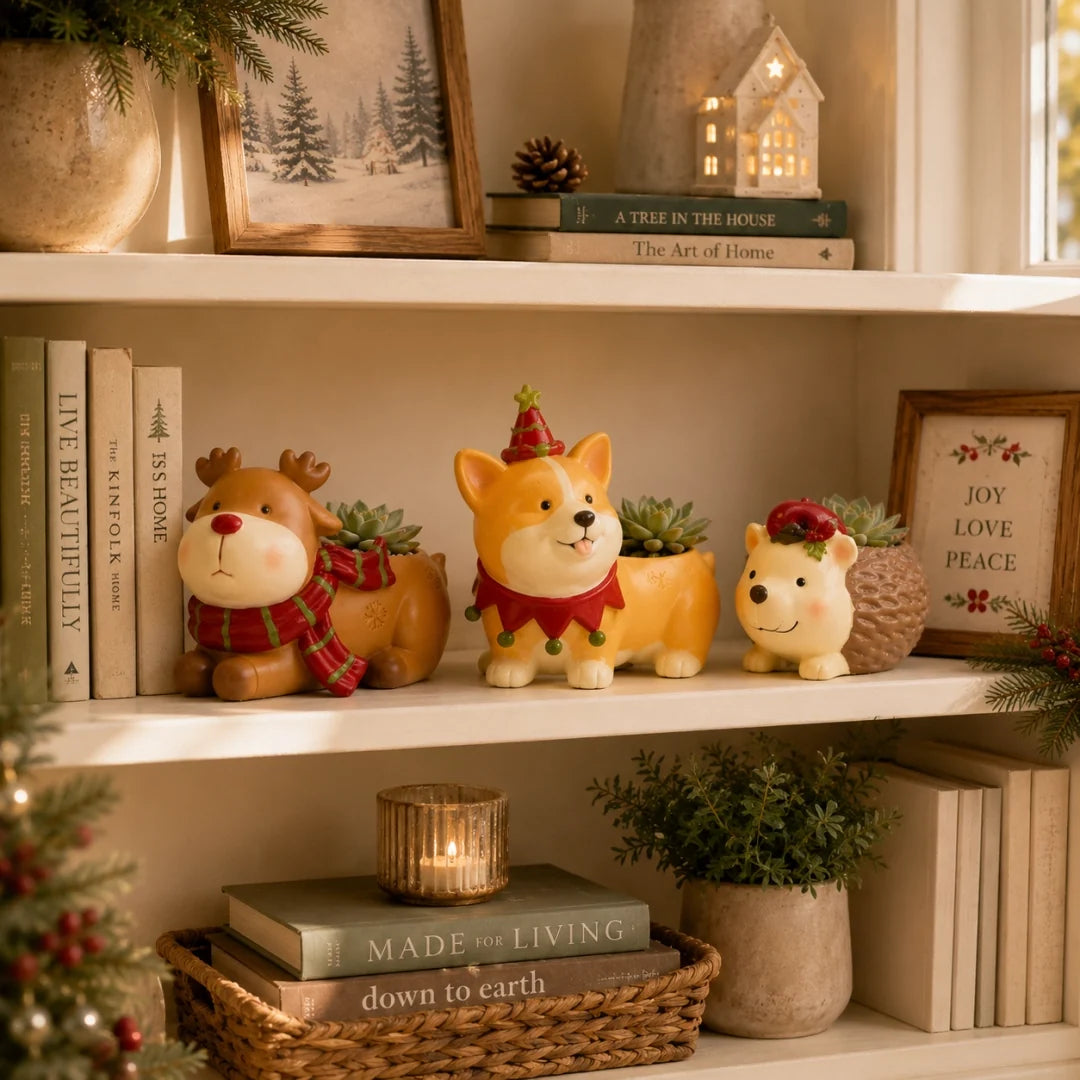 🌿Whimsical Christmas Animal Succulent Planters