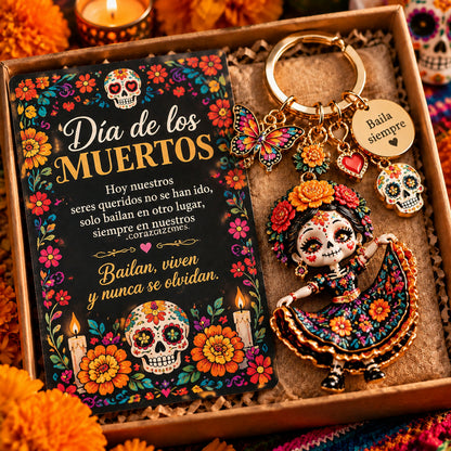 Dia de los Muertos Sugar Skull Keychain