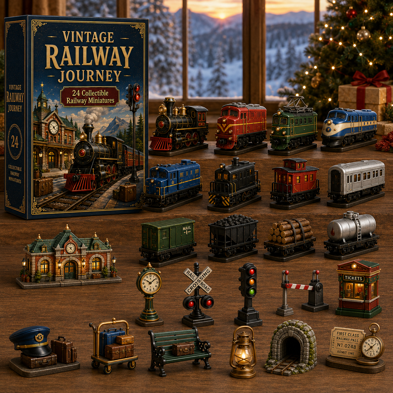 🔥Hot Sale🔥 - Vintage Railway Journey 24-Day Advent Calendar – Collectible Christmas Countdown Gift