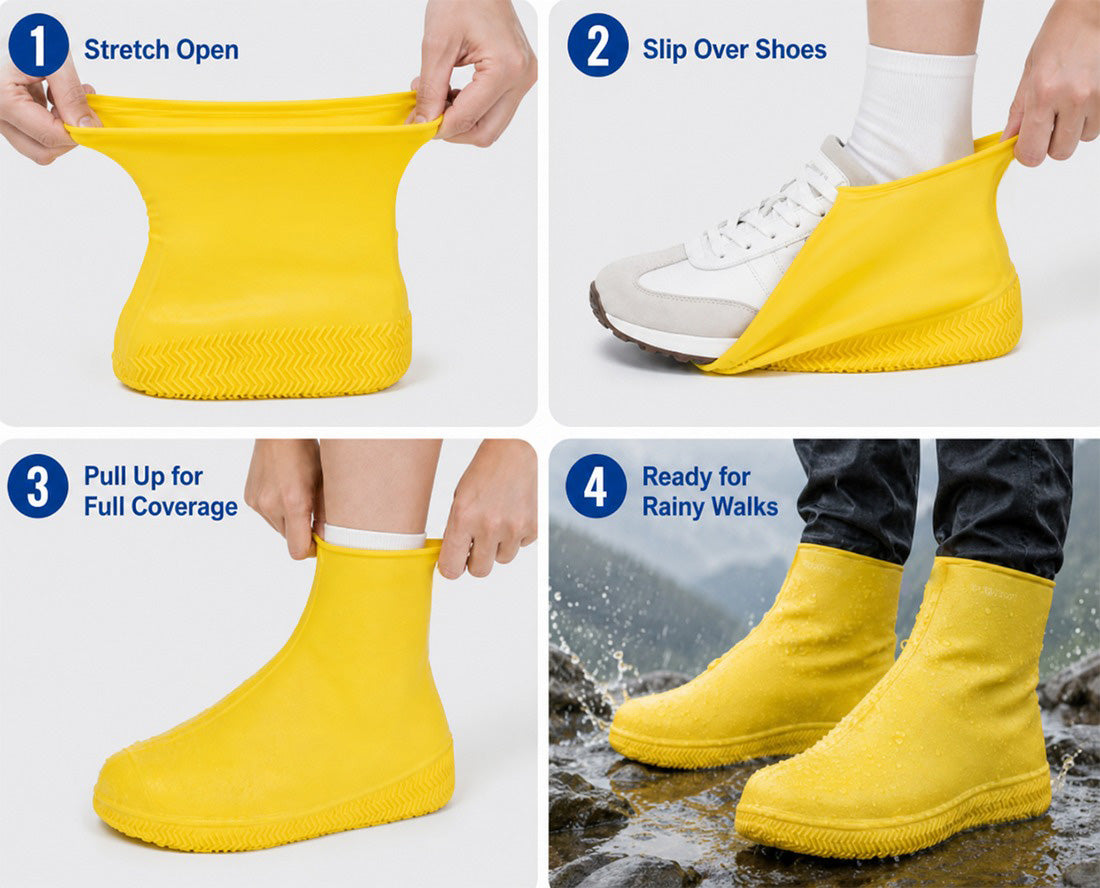 🔥Hot Sale🔥 - Stop Soaked Sneakers! Heavy-Duty Rain Shoe Covers – Anti-Slip & Fold Into Your Bag 🌧️