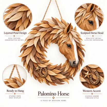 🔥Hot Sale🔥 - 🐴🤎Rustic Horse Head Wreath – Western Farmhouse Wall & Door Decor🎁