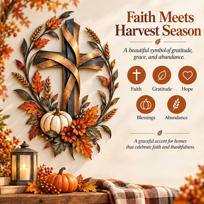 ✝️🍂 Autumn Cross & Pumpkin Harvest Wall Decor (📦Buy 2 Free Shipping)