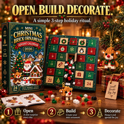 🎄 24-Day Mini Christmas Ornament Advent Calendar | 24 unique festive buildable designs with hanging loops—perfect for decorating Christmas trees, wreaths, and holiday displays 🧱