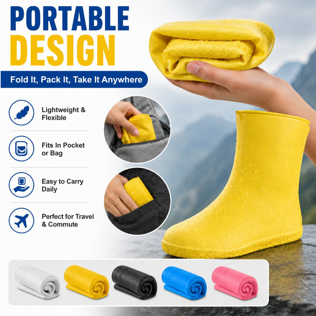 🔥Hot Sale🔥 - Stop Soaked Sneakers! Heavy-Duty Rain Shoe Covers – Anti-Slip & Fold Into Your Bag 🌧️
